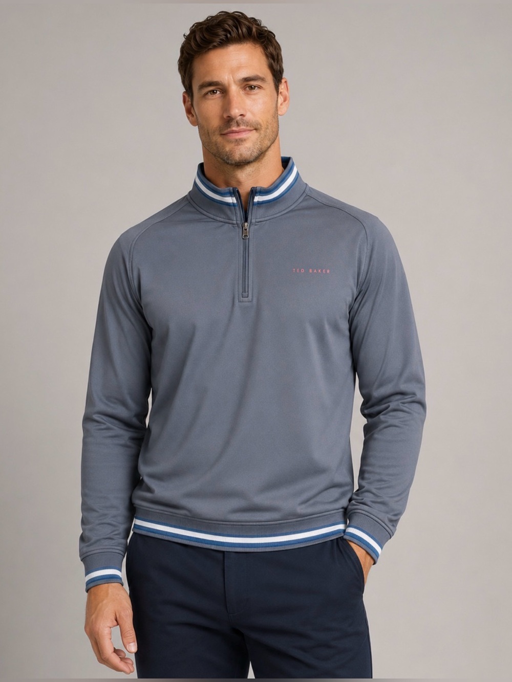 Ted Baker Golf London Antram Long Sleeve Half Zip Funnel Neck Small $175